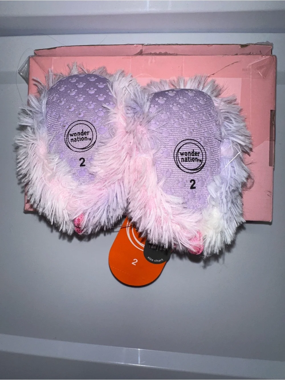 Size 2 baby slippers - pink and purple
